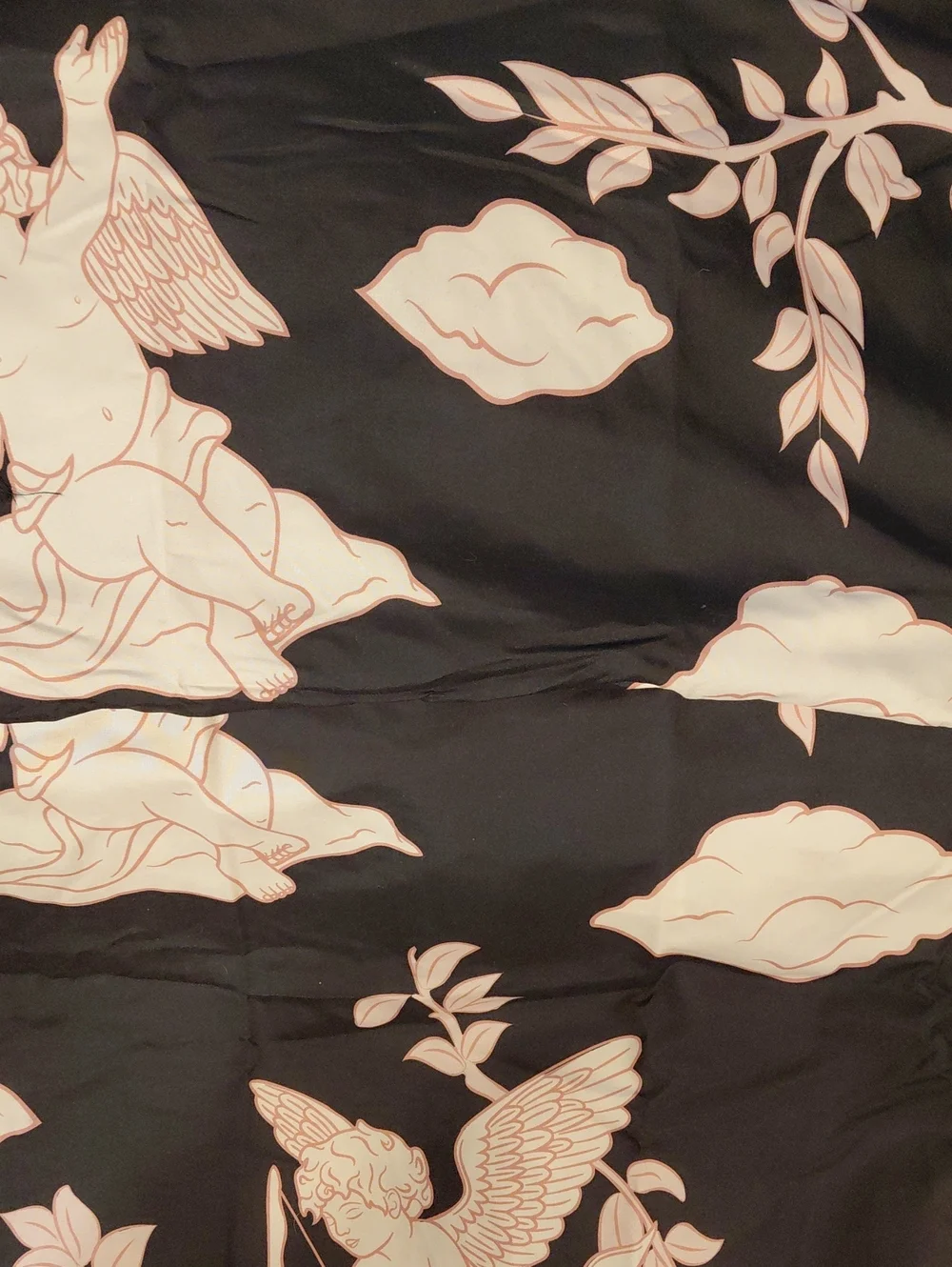 DOLLSKILL Dolls Home Full/Queen Cherub Print Black and Pink Bedding/print Bag